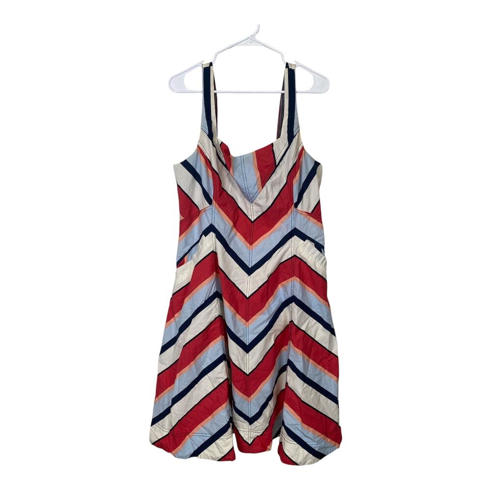 Maeve by Anthropology Women Colorblock Skicked back Knee Length Dress Size L